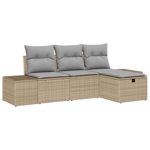 vidaXL Garten-Sofa-Set mit Kissen 4 pcs Beige Poly Rattan