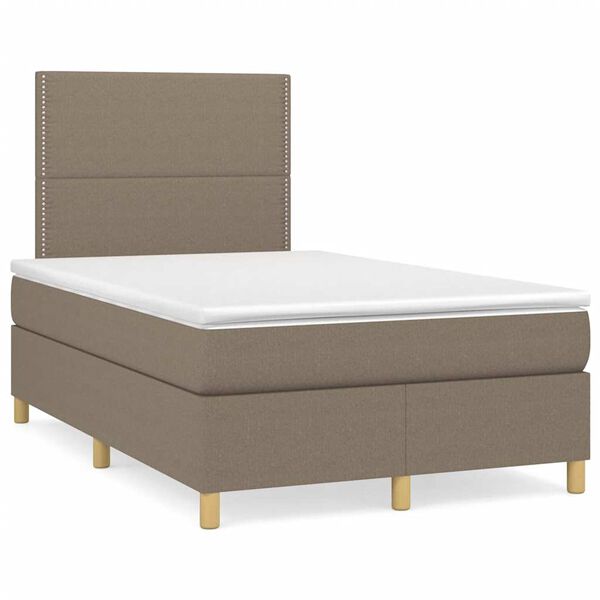 vidaXL Boxspringbett mit Matratze & LED Taupe 120x190 cm Stoff