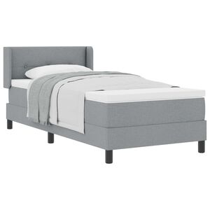 vidaXL Boxspringbett mit Matratze Hellgrau 190 x 90 cm Polyester