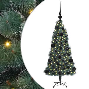 vidaXL K&uuml;nstlicher vorbeleuchteter Weihnachtsbaum mit Kugelset Gr&uuml;n
