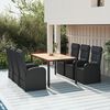 vidaXL 7-tlg. Garten-Essgruppe mit Kissen Schwarz Poly Rattan