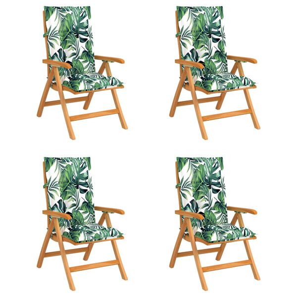 vidaXL Verstellbare Gartenst&uuml;hle mit Auflagen 4 Stk. Massivholz Teak