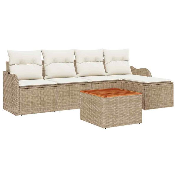vidaXL Garten-Sofa-Set 6 pcs Beige und Weiß