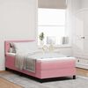 vidaXL LED Boxspringbett mit Matratze mit LED Rosa 90 x 200 cm Samt