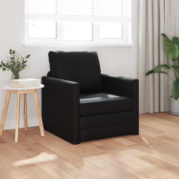 vidaXL Schlafsofa 60cm Schwarz Kunstleder