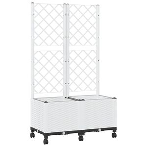 vidaXL Pflanzk&uuml;bel mit Spalier und R&auml;dern Wei&szlig; 80 x 40 x 146 cm PP