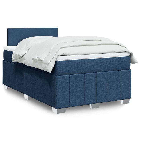 vidaXL Boxspringbett mit Matratze Blau 120x200 cm Stoff