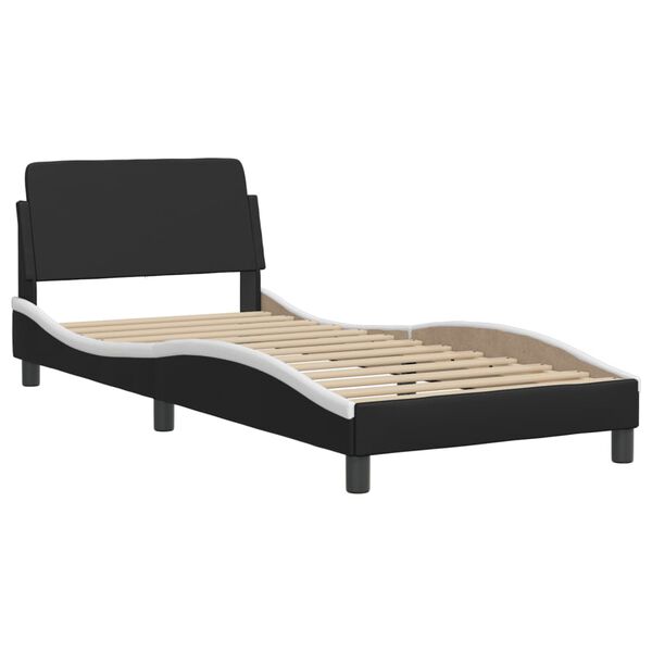 vidaXL Bett "Viana" mit Matratze Schwarz und Wei&szlig; 90x190 cm Kunstleder