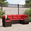 vidaXL 5-teiliges Gartensofa-Set mit Kissen, braun, Polyrattan