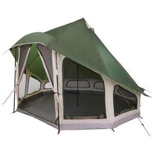 vidaXL Familien-Tipi-Zelt Tipi mit Dach Gr&uuml;n 404 x 370 x 270 cm