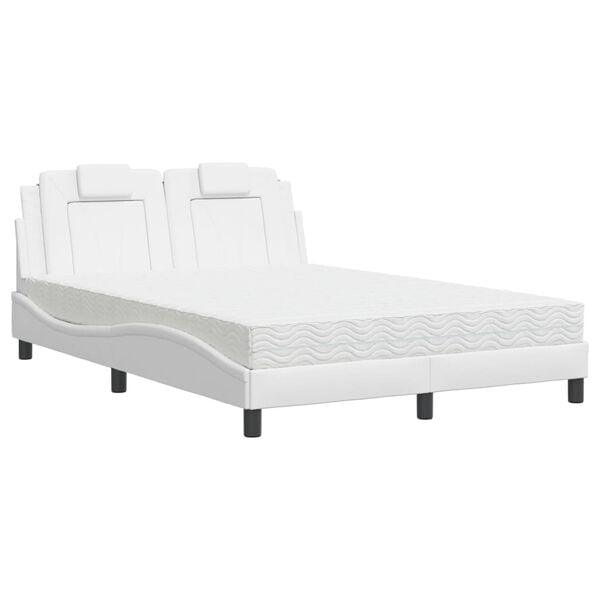 vidaXL Bett "Viana" mit Matratze Wei&szlig; 140x190 cm Kunstleder
