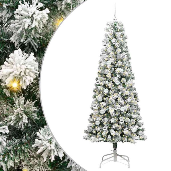 vidaXL K&uuml;nstlicher klappbarer Weihnachtsbaum Gr&uuml;n und Wei&szlig; 210 cm