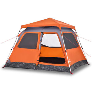 vidaXL Kuppel-Campingzelt 4 Personen Grau und Orange Quick Release