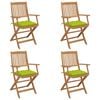 vidaXL Klappbare Gartenst&uuml;hle 4 Stk. mit Kissen Massivholz Akazie