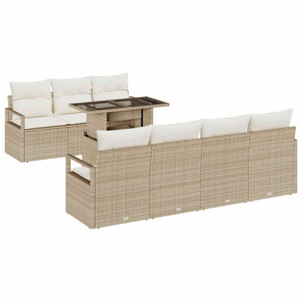 vidaXL Gartensofa-set mit Speicher 8 pcs Beige und Creme Poly-Rattan