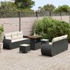 vidaXL Gartensofa-set mit Kissen 9 pcs Schwarz Poly-Rattan