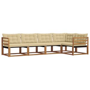 vidaXL Outdoor-Sofagarnitur mit Kissen 5 pcs Natur und Beige
