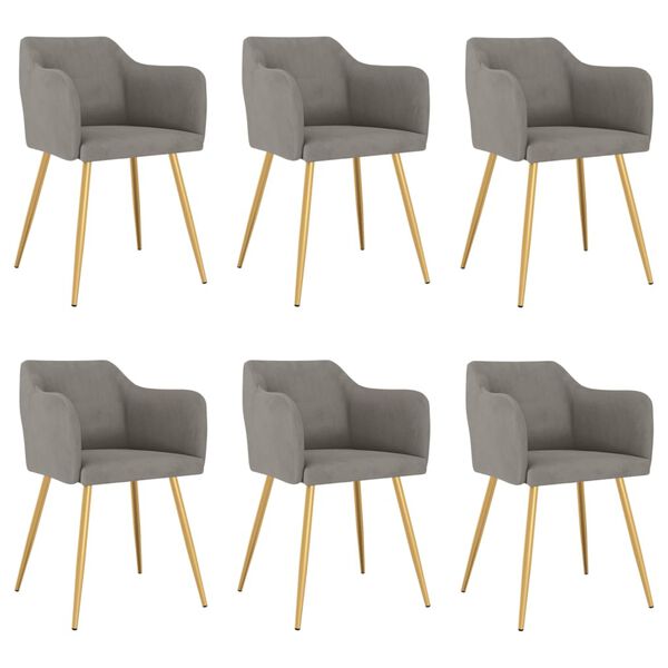vidaXL Esszimmerst&uuml;hle 6 Stk. Hellgrau Samt