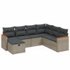 vidaXL 7-tlg. Garten-Sofagarnitur mit Kissen Grau Poly Rattan