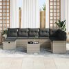 vidaXL Garten-Sofa-Set mit Kissen 9 pcs Hellgrau Poly Rattan