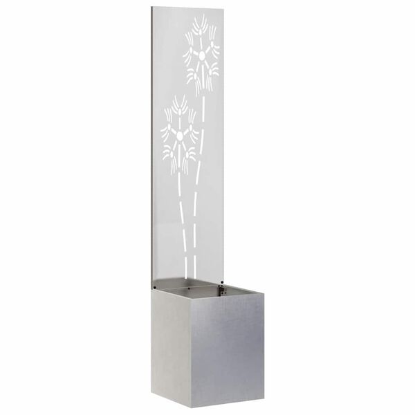 vidaXL Garten Sichtschutz-Leinwand Floral Silber 32 x 140 cm Edelstahl