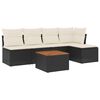 vidaXL 6-tlg. Garten-Sofagarnitur mit Kissen Schwarz Poly Rattan
