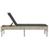 vidaXL Sonnenliege mit Auflage Hellgrau 55x200x44 cm Poly Rattan