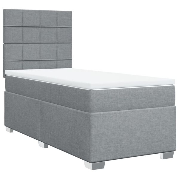 vidaXL Boxspringbett mit Matratze Hellgrau 90x190 cm Stoff