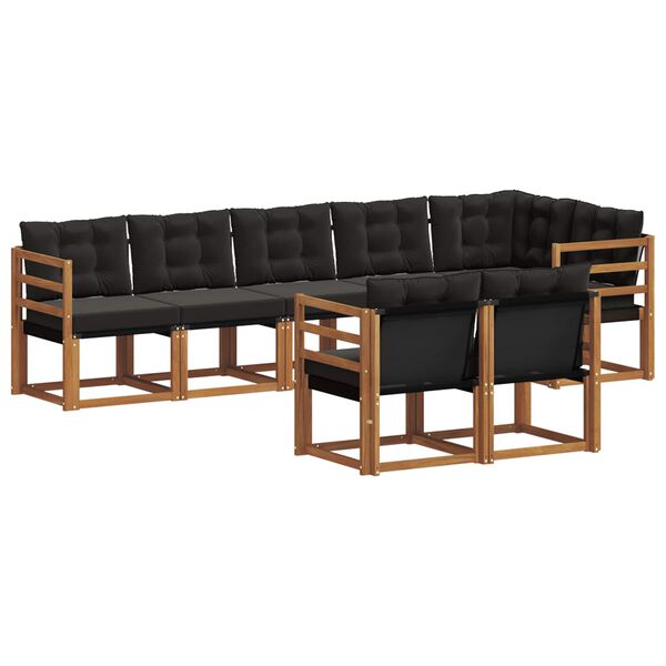 vidaXL Outdoor-Sofagarnitur mit Kissen 8 pcs Nat&uuml;rlich und Schwarz