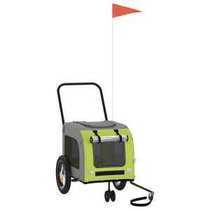 vidaXL Fahrradanh&auml;nger f&uuml;r Haustiere Gr&uuml;n und Grau 125 x 53 x 54 cm
