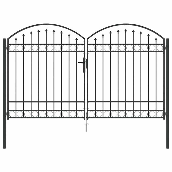 vidaXL Zaun tor mit Schloss Grau 301 x 224,5 cm Stahl