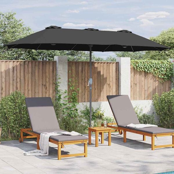 vidaXL Gartenparasol Schwarz 370 x 197 x 239 cm