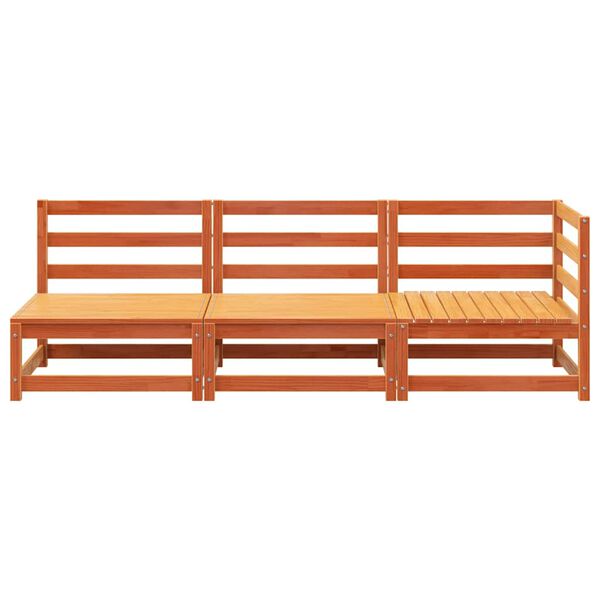 vidaXL Gartensofa 3-Sitzer Wachsbraun Massivholz Kiefer