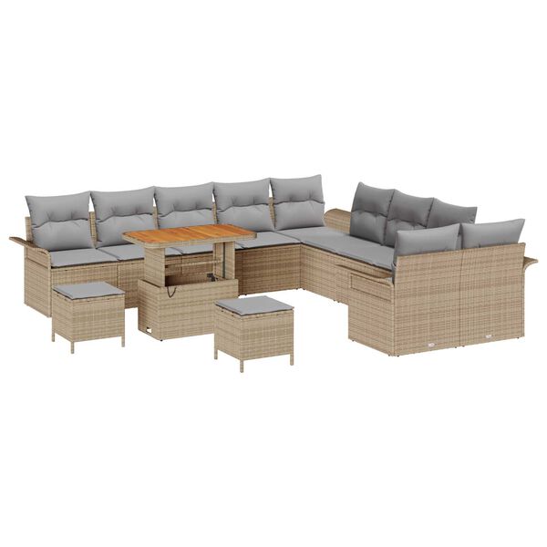 vidaXL Garten-Sofa-Set mit Kissen mit Kissen 13 pcs Beige und Hellgrau