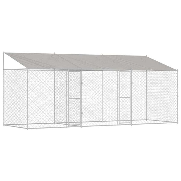 vidaXL Hundekäfig Silber 600 x 200 x 256 cm Verzinkter Stahl