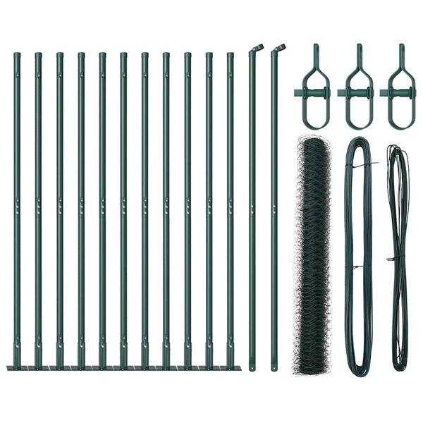 vidaXL Zaun mit Pfosten Grün 1,2 x 25 m PVC-beschichteter Stahl