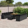 vidaXL Gartensofa-set mit Kissen 12 pcs Schwarz Poly-Rattan