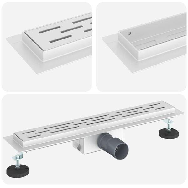 vidaXL Duschabfluss mit Liniendesign Silber 60 cm Edelstahl 304