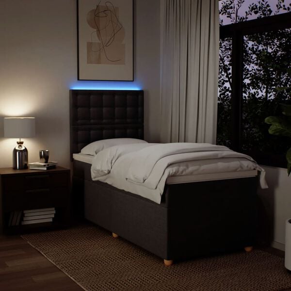 vidaXL Boxspringbett mit Matratze Dunkelbraun 90x200 cm Stoff