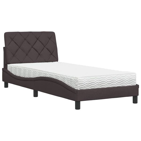 vidaXL Bett mit Matratze Dunkelbraun 90x200 cm Stoff