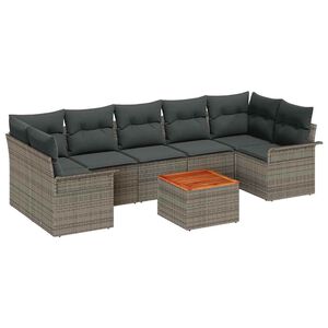 vidaXL Gartensofa-set 8 stk. 7-Sitzanzahl Grau Poly-Rattan