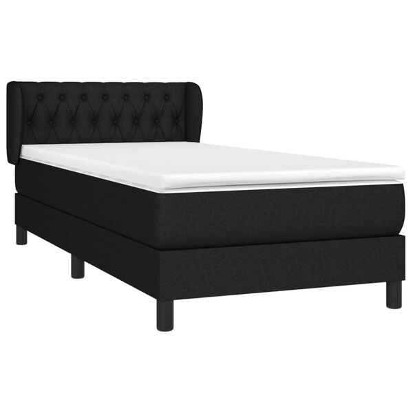 vidaXL Boxspringbett mit Matratze Schwarz 90x200 cm Stoff