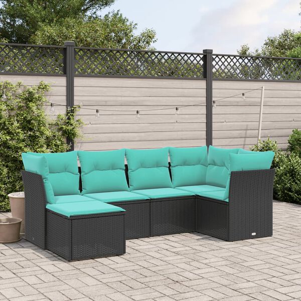 vidaXL 6-tlg. Garten-Sofagarnitur mit Kissen Grau Poly Rattan