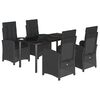 vidaXL 5-tlg. Garten-Essgruppe mit Kissen Schwarz Poly Rattan