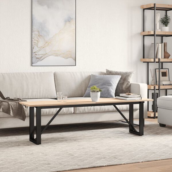 vidaXL Couchtisch O-Gestell 160x40x45 cm Massivholz Kiefer & Stahl