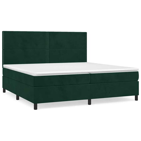 vidaXL Boxspringbett mit Matratze Dunkelgr&uuml;n 200x200 cm Samt