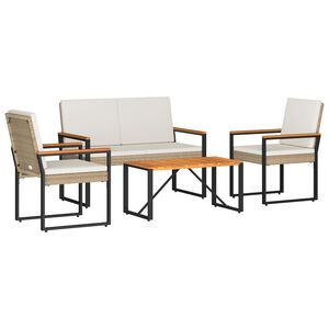 vidaXL Gartenm&ouml;bel Set 4 pcs Beige und Cremewei&szlig; Poly-Rattan
