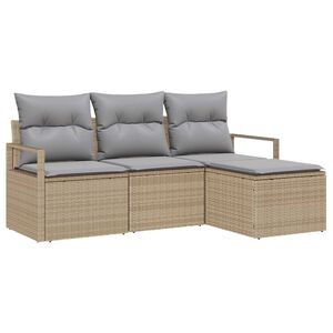 vidaXL Sofa Set mit Kissen 4 pcs Beige und Hellgrau Poly-Rattan