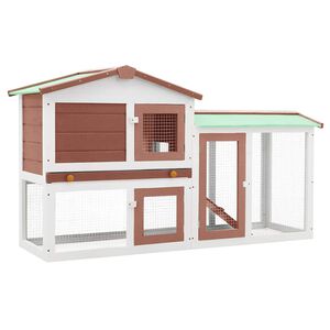 vidaXL Gro&szlig;er Kaninchenstall Braun und Wei&szlig; 145x45x84 cm Holz