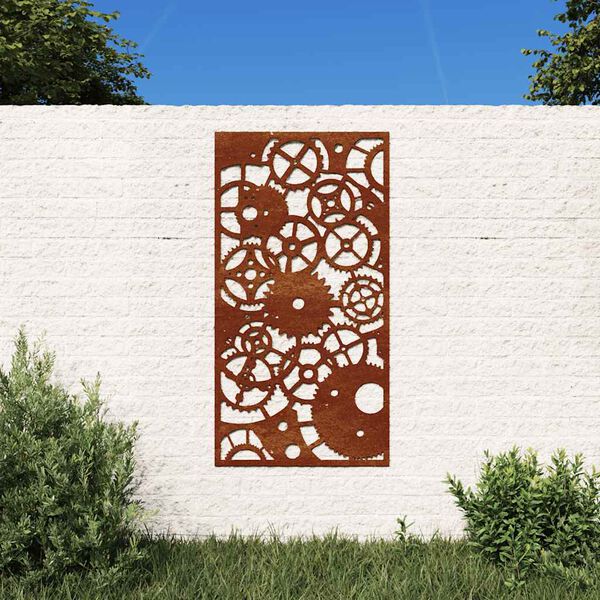vidaXL Garten-Wanddeko 105x55 cm Cortenstahl Zahnrad-Design